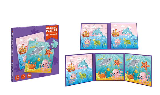 마그네틱 유치원 교육 장난감 3세 어린이를 위한 바다 동물 직소 퍼즐 +