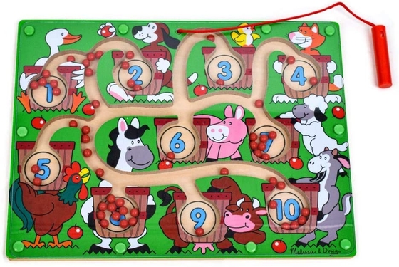 어린이 나무 번호 마그네틱 퍼즐 미로 장난감 구슬 보드 게임